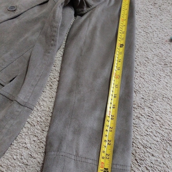 J.Jill tall M lightweight jacket gray/tan midi y2k faux‎ suede fabric classic - Picture 7 of 8